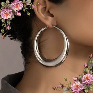 Minimalist silver color Hoop Earrings